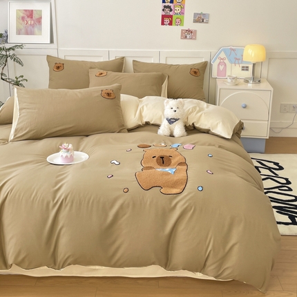 首尔2025新款云朵棉毛巾绣四件套 小熊