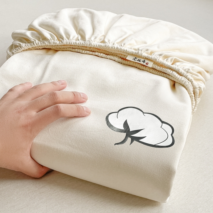 91家纺网 家纺一手货源 找家纺 布卢姆床垫 2025新款全棉烫画全棉老粗布床笠 棉朵-奶黄