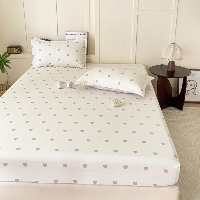 91家纺网 家纺一手货源 找家纺 朵朵家纺 2025新款亲肤棉芦荟棉床笠单床笠，磨毛床笠，印花床笠（可定制尺寸 ） 爱心灰