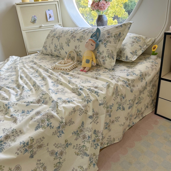 91家纺网 家纺一手货源 找家纺 百寐 2025新款13372全棉纯棉印花双人枕套+同款床单 云中忆