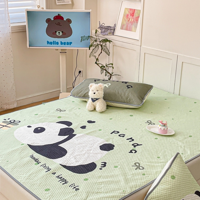 91家纺网 家纺一手货源 找家纺 川悦生活 2025新款大版冰豆豆凉豆豆凉席 礼物小熊猫