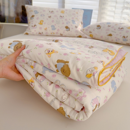 美派工厂店2025新款水洗邹邹纱夏被 灰蒙小狗