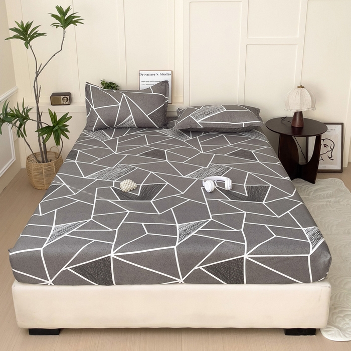 91家纺网 家纺一手货源 找家纺 朵朵家纺 2025新款亲肤棉芦荟棉床笠单床笠，磨毛床笠，印花床笠（可定制尺寸 ） 爱尚灰