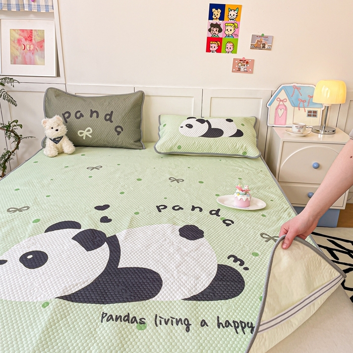 91家纺网 家纺一手货源 找家纺 川悦生活 2025新款大版冰豆豆凉豆豆凉席 礼物小熊猫