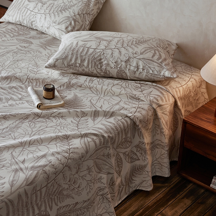 91家纺网 家纺一手货源 找家纺 千朵森2025新款A类全棉老粗布床单三件套 泉动