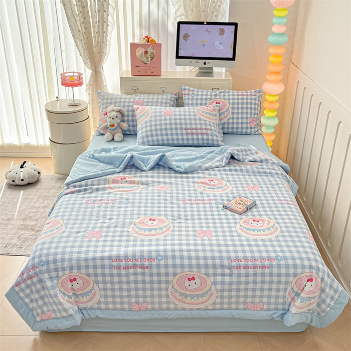 91家纺网 家纺一手货源 找家纺 美梦里 2025新款A类水洗棉棉花夏被 夏凉被空调被 喵喵慕斯