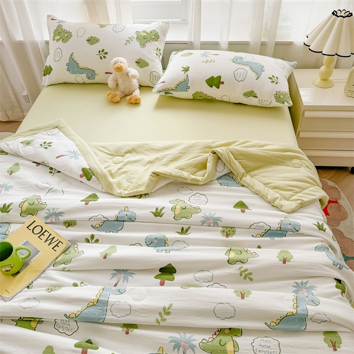 91家纺网 家纺一手货源 找家纺 美梦里 2025新款A类水洗棉棉花夏被 夏凉被空调被 小恐龙