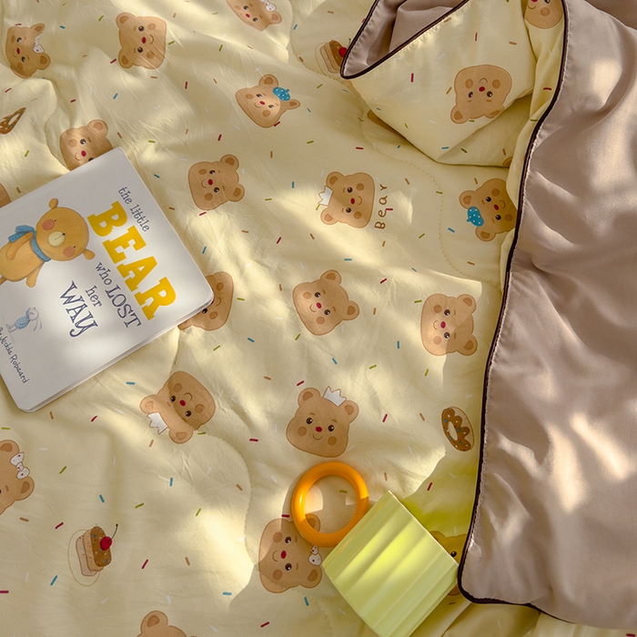 91家纺网 家纺一手货源 找家纺 美派工厂店2025新款水洗邹邹纱夏被 奥利奥小熊