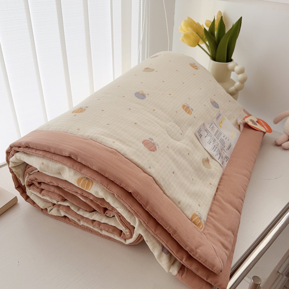 91家纺网 家纺一手货源 找家纺 于果 2025新款全棉双层纱夏被四件套 格格南瓜