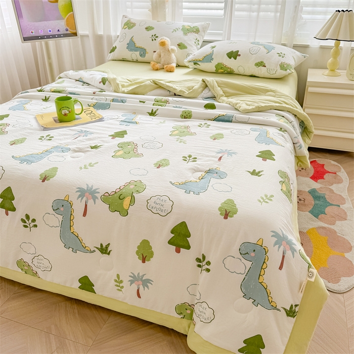 91家纺网 家纺一手货源 找家纺 美梦里 2025新款A类水洗棉棉花夏被 夏凉被空调被 小恐龙