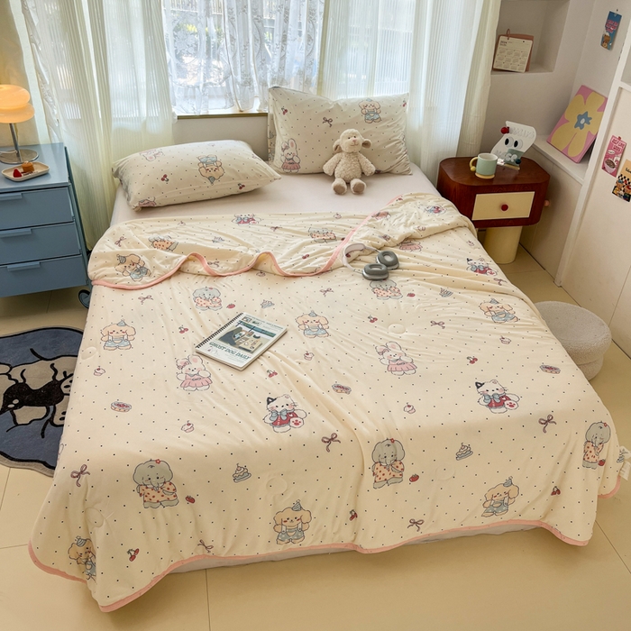 91家纺网 家纺一手货源 找家纺 葡萄家 2025新款A类母婴级大豆纤维牛奶丝针织棉夏凉被空调被-系列二 生日派对