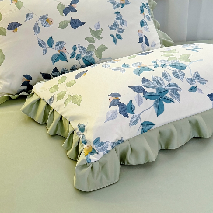 91家纺网 家纺一手货源 找家纺 找底底家纺 2025新款60S水洗天丝夏被夏凉被空调被床裙四件套 浪漫主义