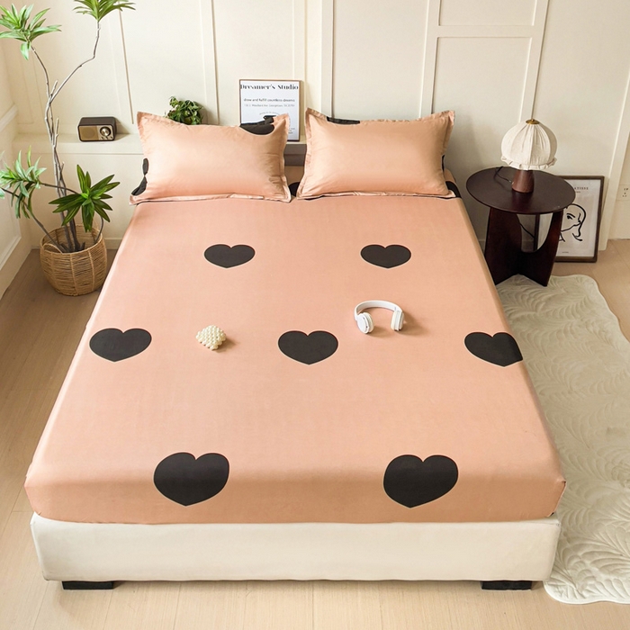 91家纺网 家纺一手货源 找家纺 朵朵家纺 2025新款亲肤棉芦荟棉床笠单床笠，磨毛床笠，印花床笠（可定制尺寸 ） 比心