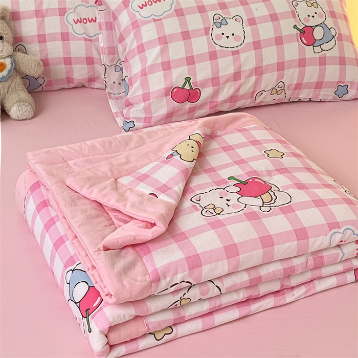 91家纺网 家纺一手货源 找家纺 美梦里 2025新款A类水洗棉棉花夏被 夏凉被空调被 甜心樱桃