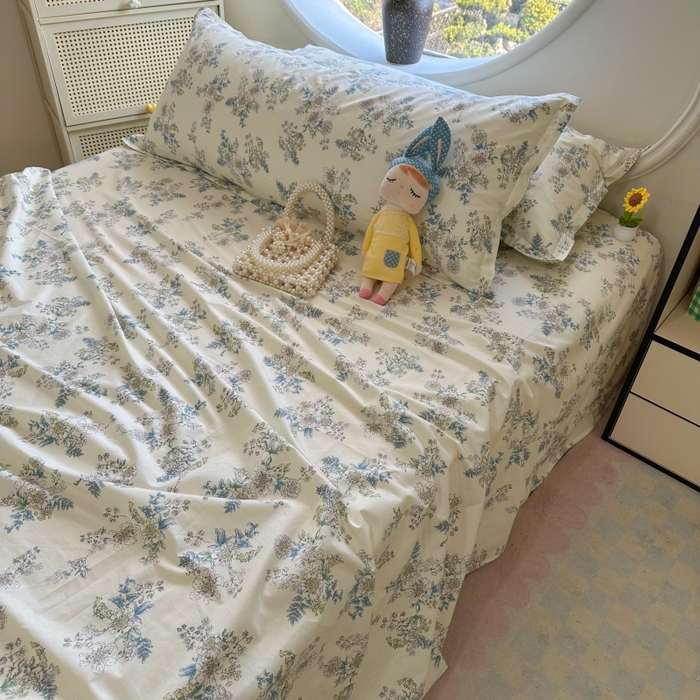 91家纺网 家纺一手货源 找家纺 百寐 2025新款13372全棉纯棉印花双人枕套+同款床单 云中忆