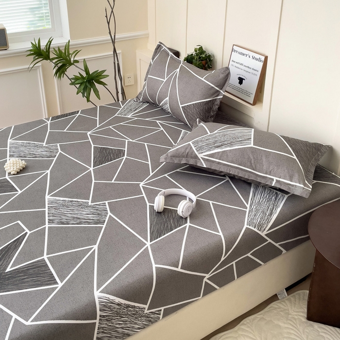 91家纺网 家纺一手货源 找家纺 朵朵家纺 2025新款亲肤棉芦荟棉床笠单床笠，磨毛床笠，印花床笠（可定制尺寸 ） 爱尚灰