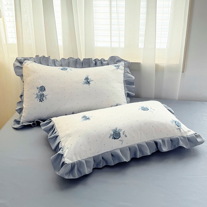 91家纺网 家纺一手货源 找家纺 找底底家纺 2025新款60S水洗天丝夏被夏凉被空调被床裙四件套 蓝色妖姬