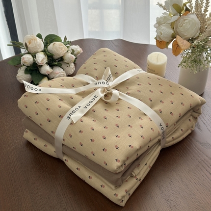 91家纺网 家纺一手货源 找家纺 （总）黛馨  2025新款全棉A类小清新双层纱四件套