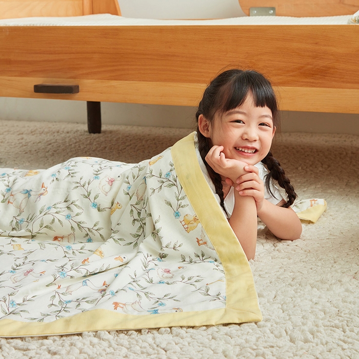 91家纺网 家纺一手货源 找家纺 嗨生活 2025年新品天竹系列A类竹纤维四层纱儿童盖毯 幼儿园夏被夏凉被空调被 郊游鸭