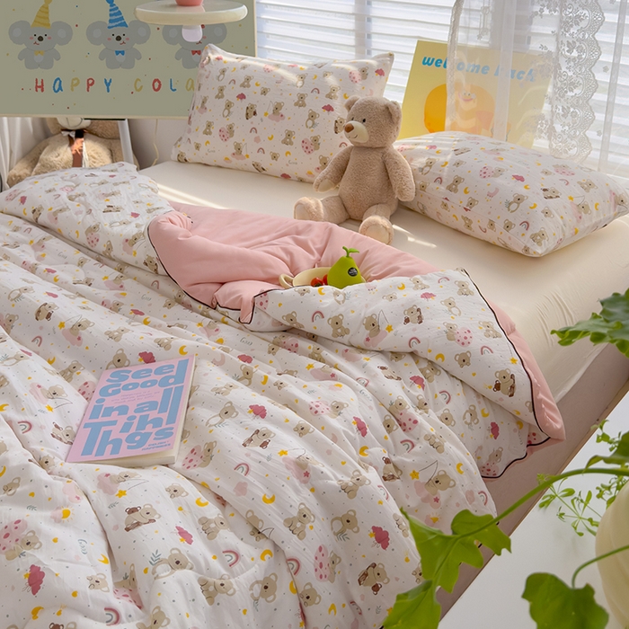 91家纺网 家纺一手货源 找家纺 美派工厂店2025新款水洗邹邹纱夏被 小考拉