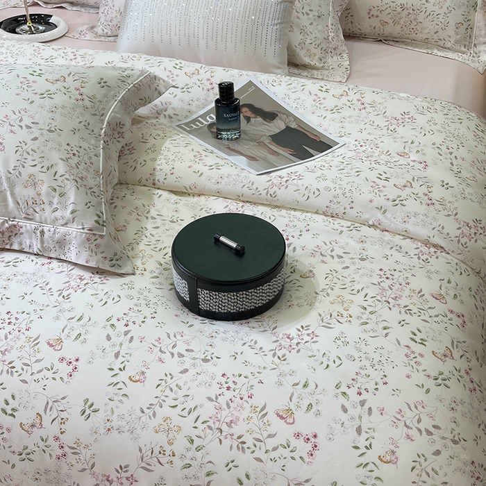 91家纺网 家纺一手货源 找家纺 莱豫2025新款50支莱赛尔天丝四件套 禾暮粉