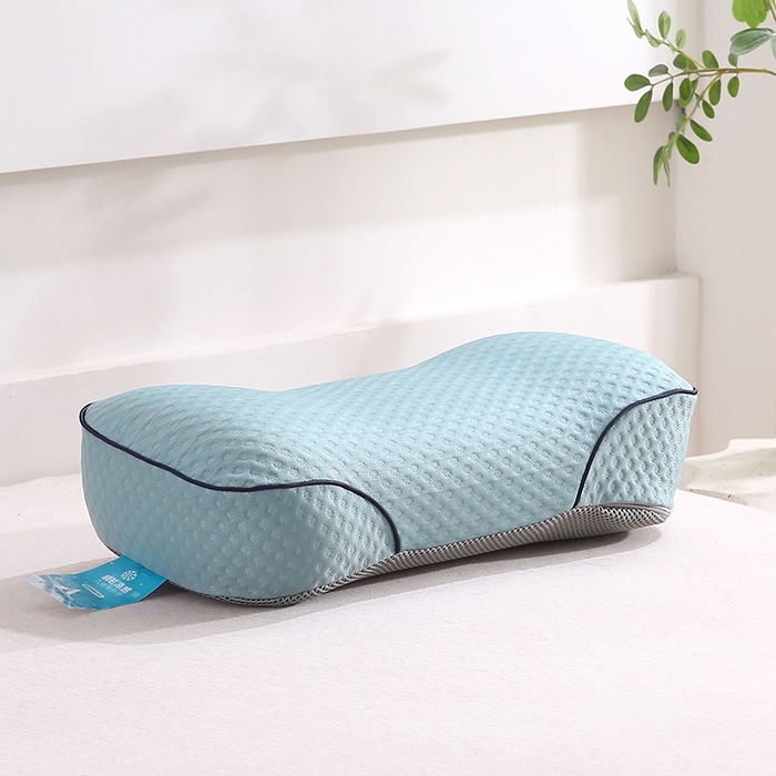 91家纺网 家纺一手货源 找家纺 纽乐家纺 2025新款夏凉凉感丝记忆棉护颈枕头华夫格凉豆豆骨型记忆棉枕头枕芯 骨型记忆棉枕-蓝色 42x20cm/只