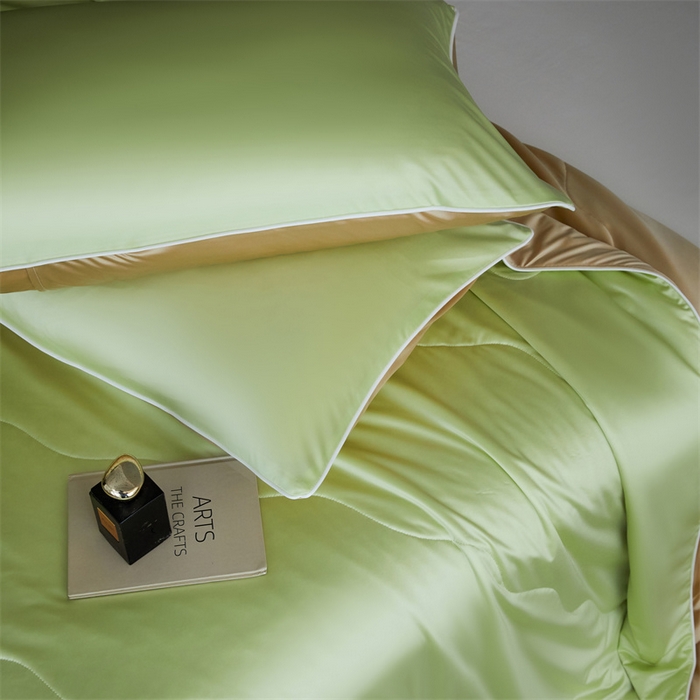 91家纺网 家纺一手货源 找家纺 （总）头等舱  2025新款水光缎冰肌锦氨A类55植物大豆7A抗菌夏被配礼盒