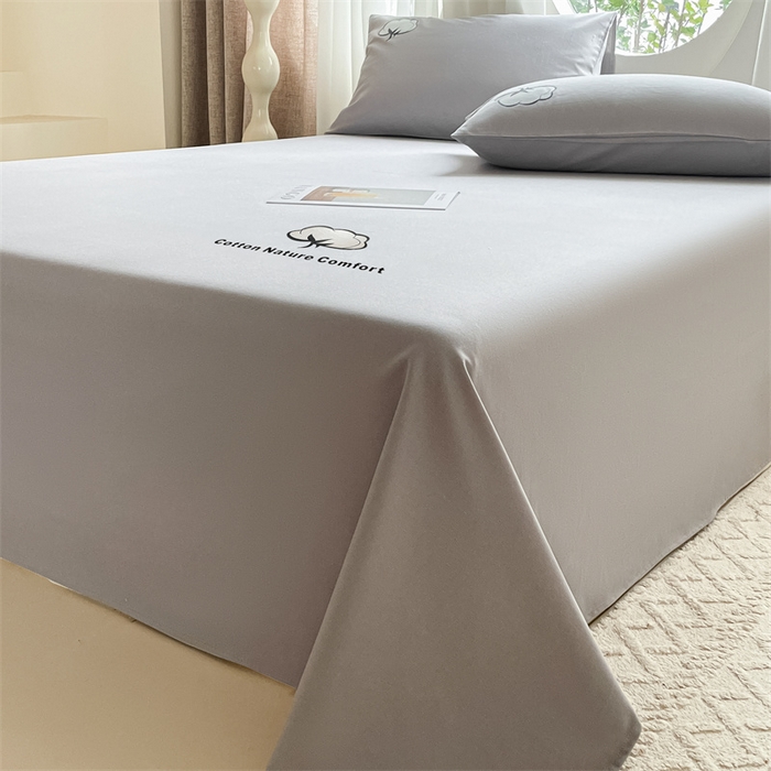 91家纺网 家纺一手货源 找家纺 布卢姆床垫 2025新款全棉纯棉烫画全棉老粗布床单凉席 棉朵-浅灰