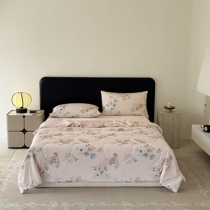 丹本家纺 2025新款A类锦氨凉感被数码印花夏被夏凉被空调被 爱的城堡-粉