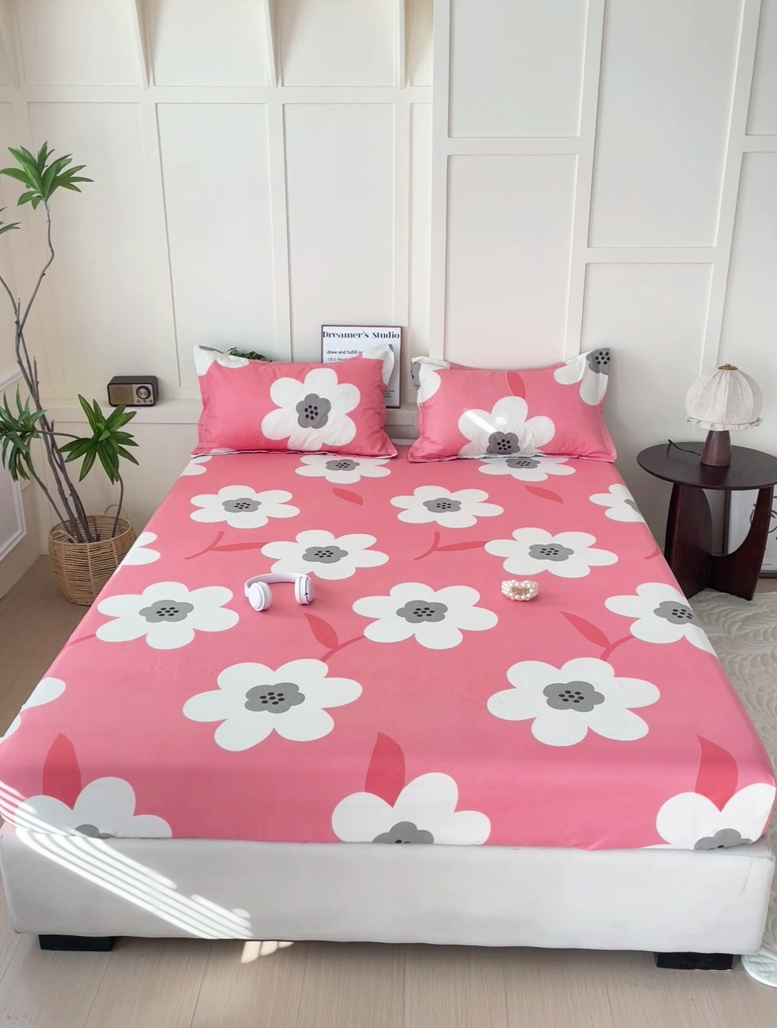 91家纺网 家纺一手货源 找家纺 朵朵家纺 2025新款亲肤棉芦荟棉床笠单床笠，磨毛床笠，印花床笠（可定制尺寸 ） 春暖花开粉