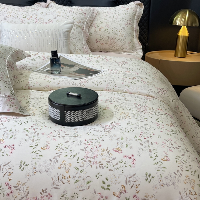 91家纺网 家纺一手货源 找家纺 莱豫2025新款50支莱赛尔天丝四件套 禾暮粉