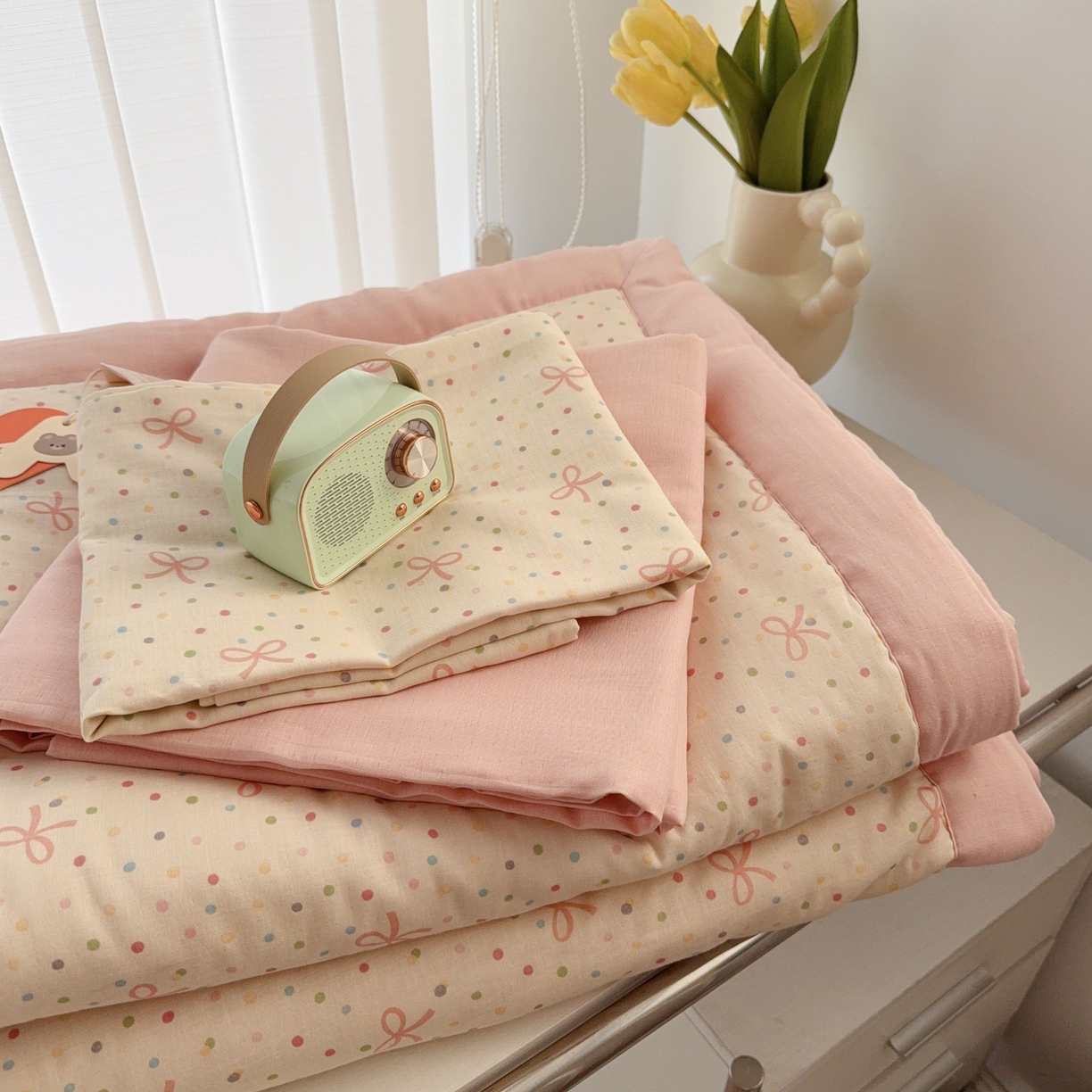 91家纺网 家纺一手货源 找家纺 于果 2025新款全棉双层纱夏被四件套 奶油派