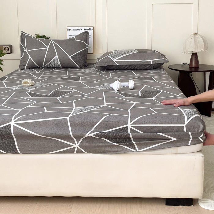 91家纺网 家纺一手货源 找家纺 朵朵家纺 2025新款亲肤棉芦荟棉床笠单床笠，磨毛床笠，印花床笠（可定制尺寸 ） 爱尚灰