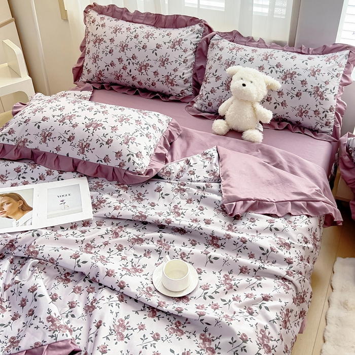 91家纺网 家纺一手货源 找家纺 找底底家纺 2025新款60S水洗天丝夏被夏凉被空调被床裙四件套 满园芬芳