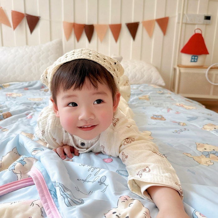 91家纺网 家纺一手货源 找家纺 （总）兜米  2025夏季A类针织棉夏凉被小清新卡通双面针织棉空调被子被芯