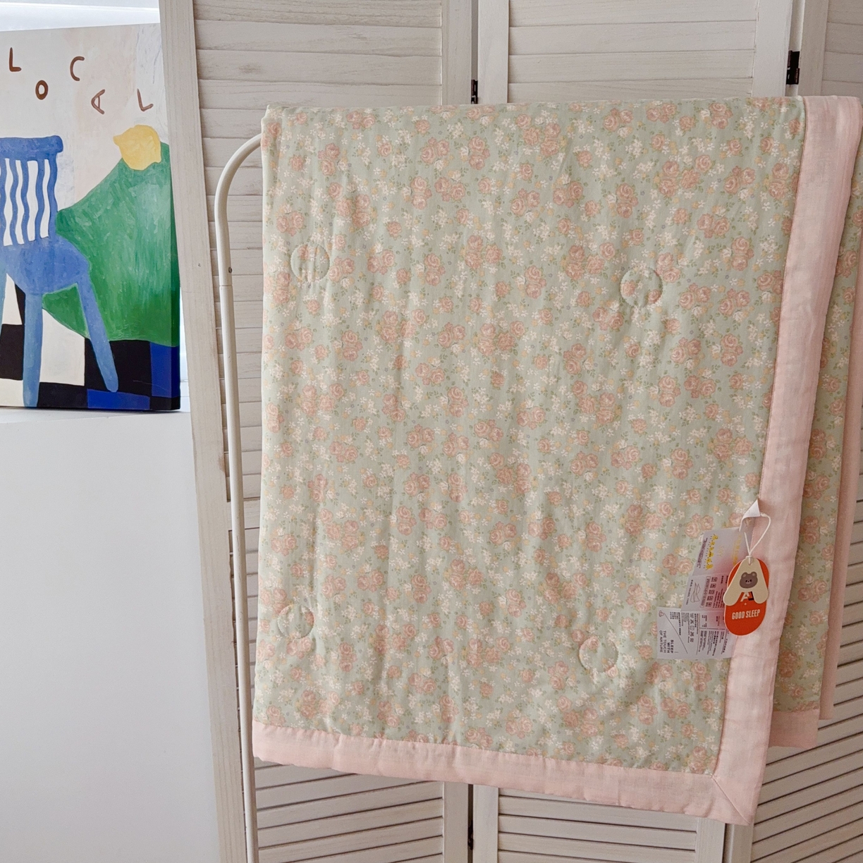 91家纺网 家纺一手货源 找家纺 于果 2025新款全棉双层纱夏被四件套 玫瑰故事