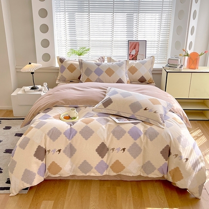 91家纺网 家纺一手货源 找家纺 威布斯 2025新款加厚纯棉全棉磨毛三件套四件套,比利时 桔