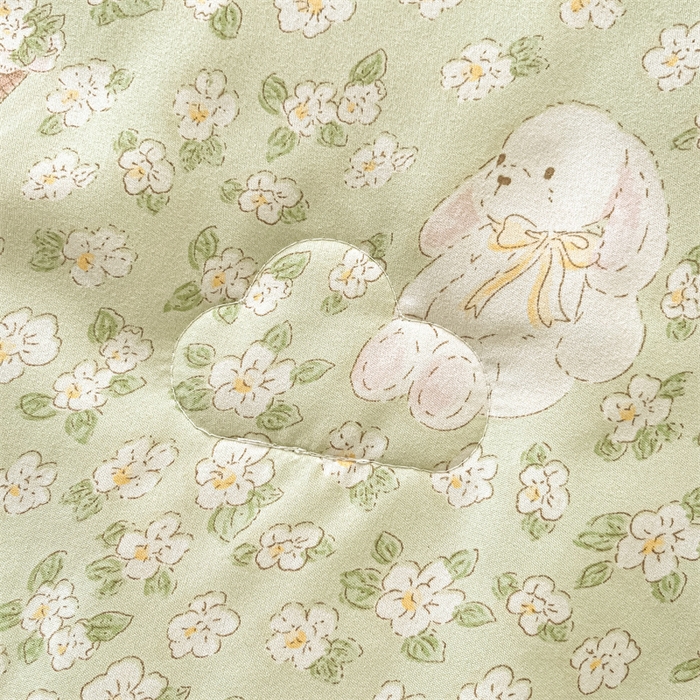 91家纺网 家纺一手货源 找家纺 美梦里 2025新款A类水洗棉棉花夏被 夏凉被空调被 花丛小兔