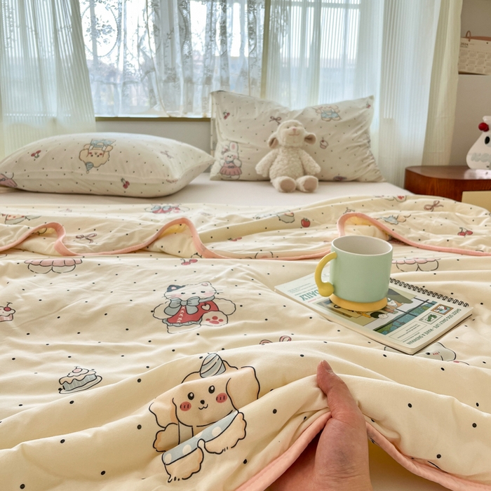 91家纺网 家纺一手货源 找家纺 葡萄家 2025新款A类母婴级大豆纤维牛奶丝针织棉夏凉被空调被-系列二 生日派对