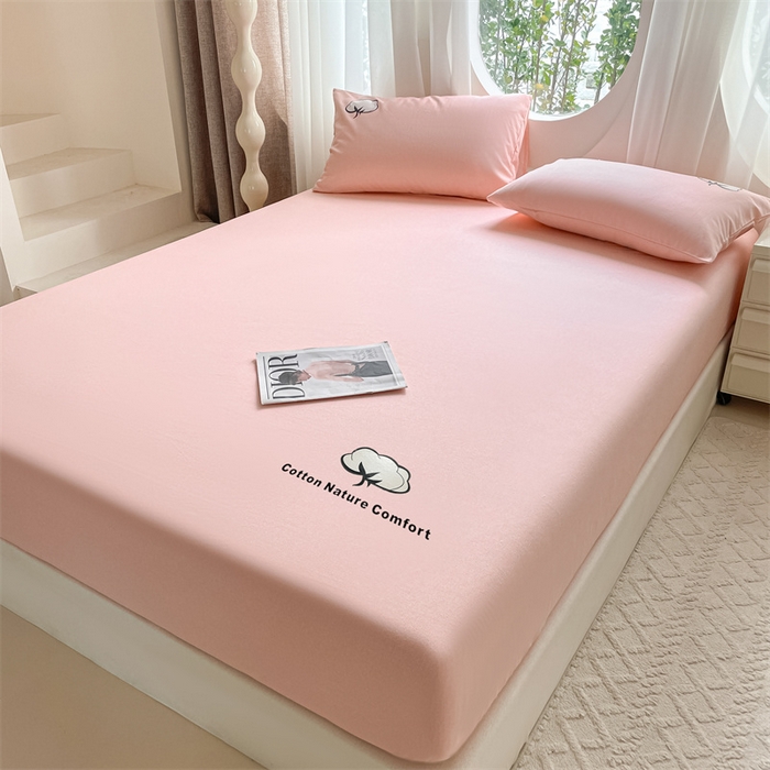 91家纺网 家纺一手货源 找家纺 布卢姆床垫 2025新款全棉烫画全棉老粗布床笠 棉朵-珊瑚粉