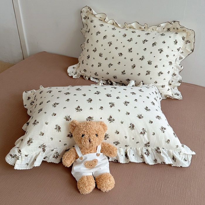 91家纺网 家纺一手货源 找家纺 2025新韩版花边全棉双层皱皱纱布四件套 清冷紫葡萄