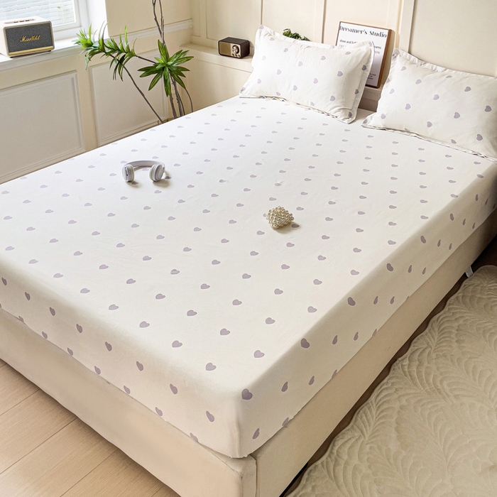91家纺网 家纺一手货源 找家纺 朵朵家纺 2025新款亲肤棉芦荟棉床笠单床笠，磨毛床笠，印花床笠（可定制尺寸 ） 爱心灰