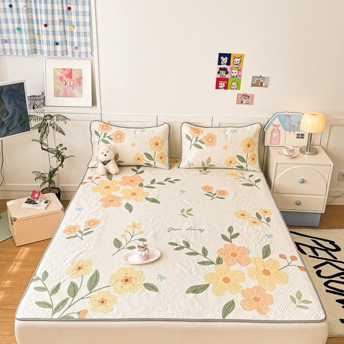 91家纺网 家纺一手货源 找家纺 川悦生活 2025新款大版冰豆豆凉豆豆凉席 花之夏