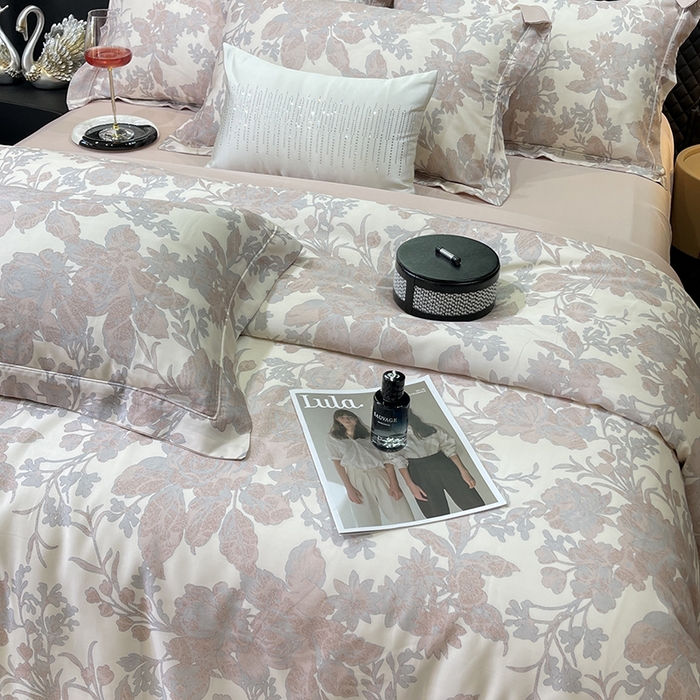 91家纺网 家纺一手货源 找家纺 莱豫2025新款50支莱赛尔天丝四件套 梦甜粉