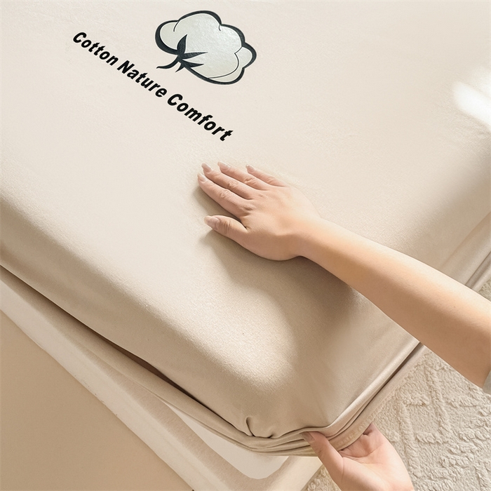 91家纺网 家纺一手货源 找家纺 布卢姆床垫 2025新款全棉烫画全棉老粗布床笠 棉朵-卡其