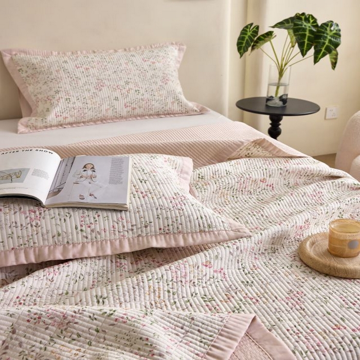 91家纺网 家纺一手货源 找家纺 黛舒家居2025新款天丝水洗印花夏被床盖三件套 吟禾暮