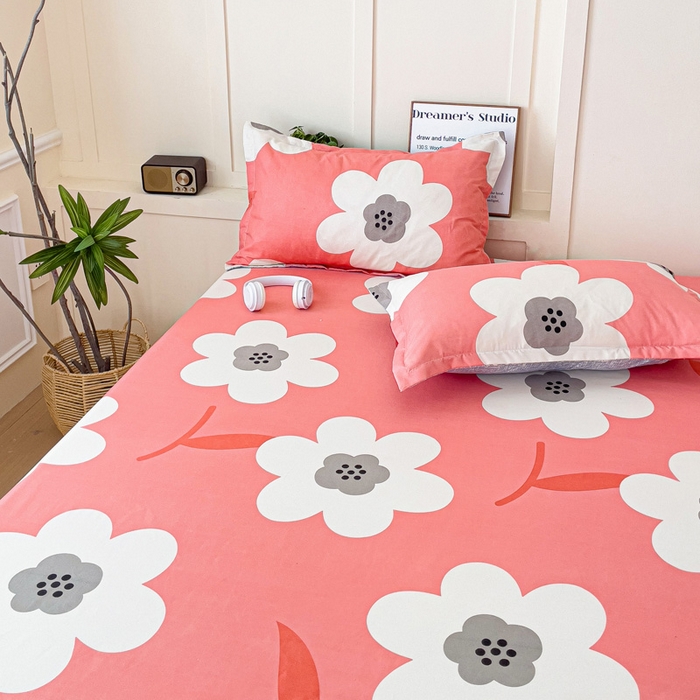 91家纺网 家纺一手货源 找家纺 朵朵家纺 2025新款亲肤棉芦荟棉床笠单床笠，磨毛床笠，印花床笠（可定制尺寸 ） 春暖花开粉