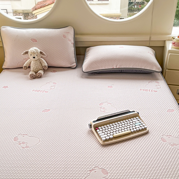 91家纺网 家纺一手货源 找家纺 （总）芙绣 2025新款凉感丝提花学生凉席三件套