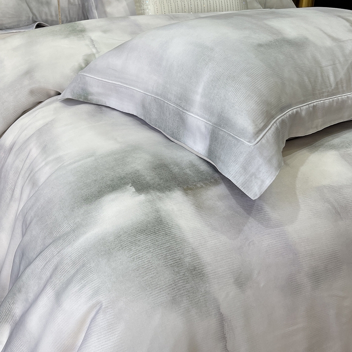 91家纺网 家纺一手货源 找家纺 莱豫2025新款50支莱赛尔天丝四件套 水墨意境