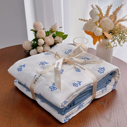 黛馨家居2025新款全棉A类小清新双层纱四件套-系列二 蓝菲